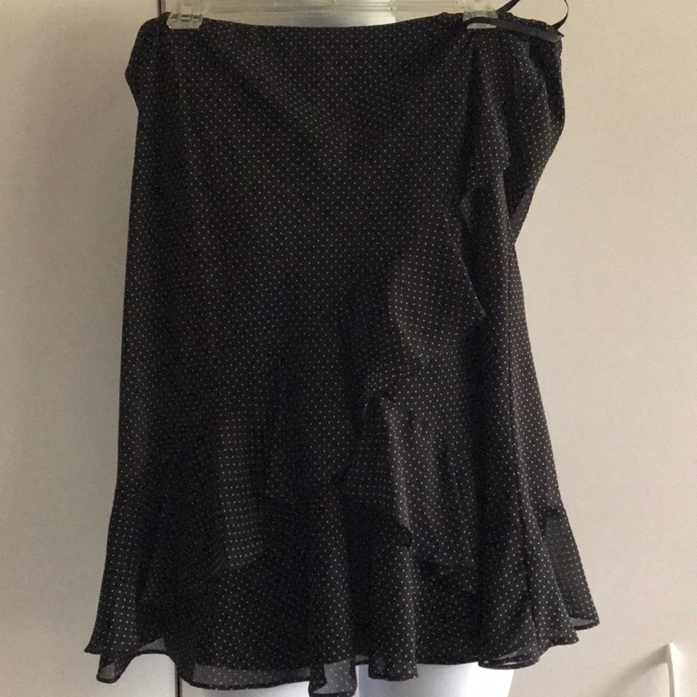 Knee length polka dot skirt with ruffles. Chaps-L